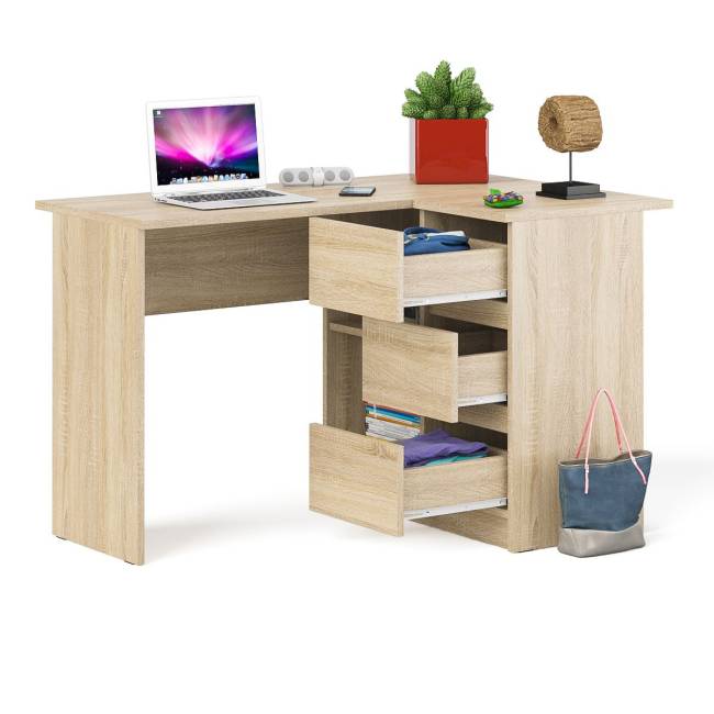 Угловой компьютерный стол Мори МС-16 правый цвет дуб сонома