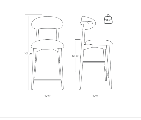 Стул Глори полубарный серый, опора бук коричневый