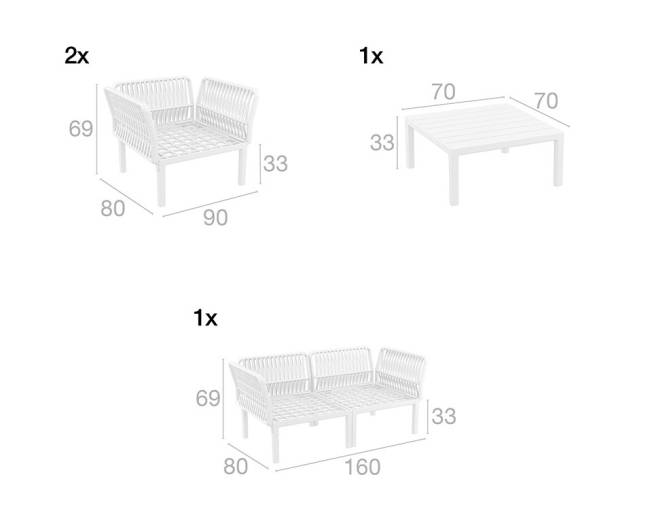 Комплект пластиковой мебели Portofino Lounge белый, светло-коричневый Комплект пластиковой мебели Portofino Lounge белый, светло-коричневый