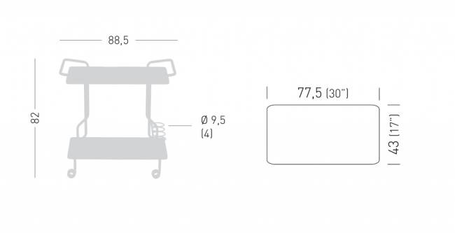 Cтол ламинированный сервировочный Brut кирпичный, черный 885х430х820 мм
