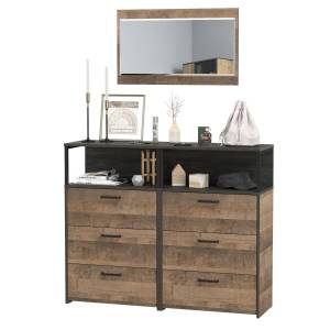 Два комода с ящиками Трувор 13.307.02 и зеркало цвет дуб гранж песочный/интра