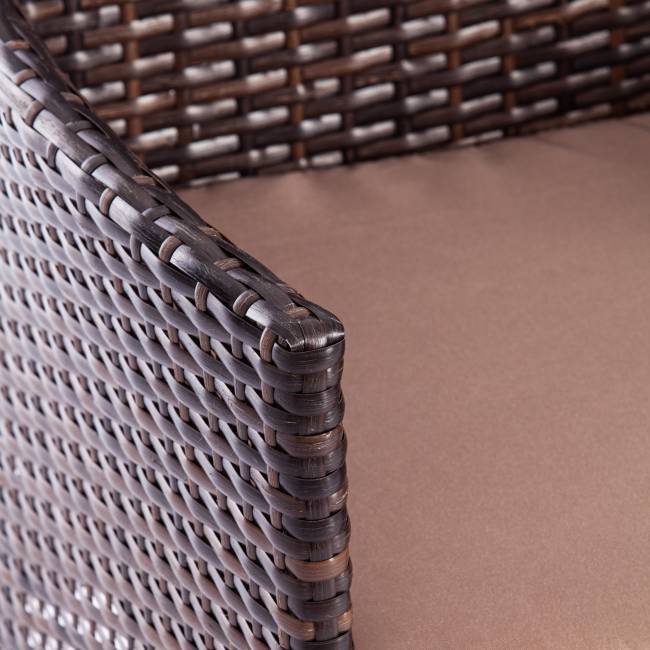 Лаундж сет (диван+2кресла+столик+подушки) (mod. 210013 А) пластиковый ротанг, 107х60х83см/60х60х83см/79,5х45,5х34см, темно-коричневый, ткань DB-18 серый