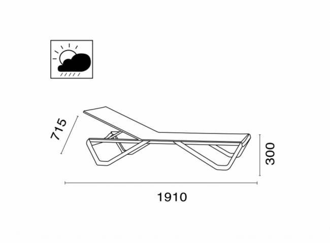Шезлонг-лежак металлический Wave Pad тортора 1910х715х300 мм