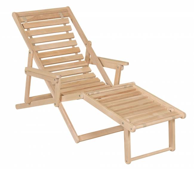 Шезлонг с подлокотниками Чивас, Натуральное дерево