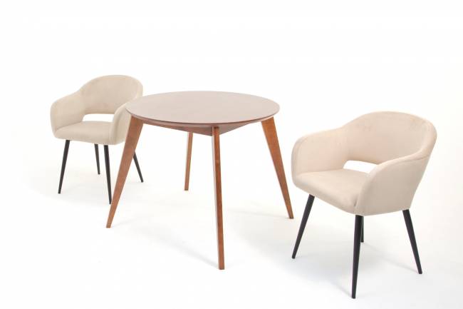 Стол Сканди К 100 орех с креслами Пичч велюр бежевый