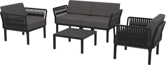 Комплект пластиковой мебели Portofino Lounge черный, темно-серый