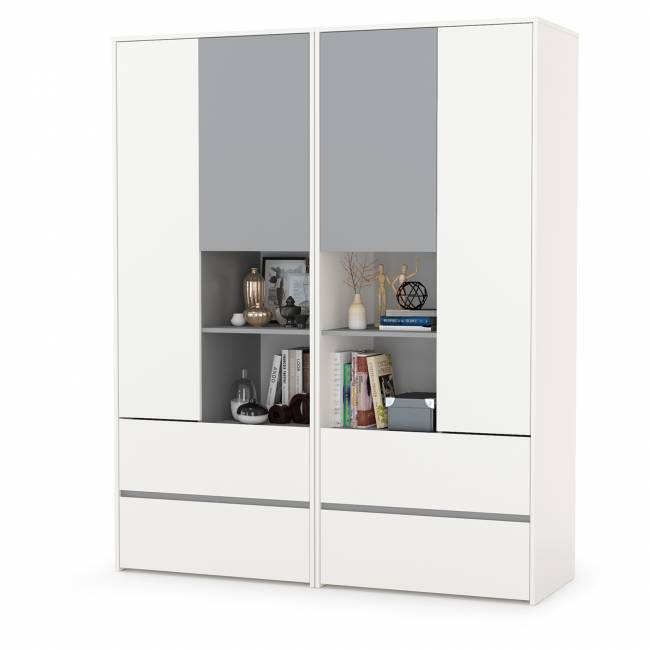 Два шкафа для одежды для молодёжной Торонто цвет белый шагрень/стальной серый