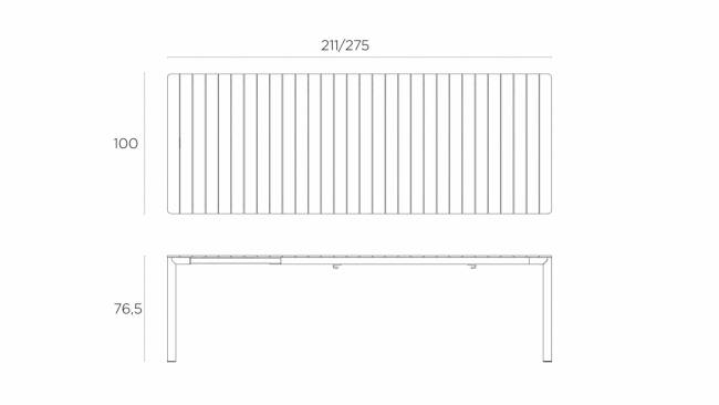 Стол пластиковый раздвижной Tevere 210 терра 2110-2750х1000х765 мм