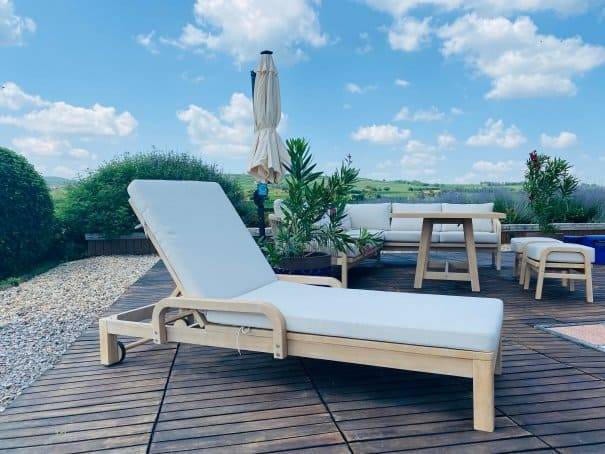 Шезлонг деревянный с матрасом Rimini натуральный, бежевый 1840х730х870 мм Шезлонг деревянный с матрасом Rimini натуральный, бежевый 1840х730х870 мм