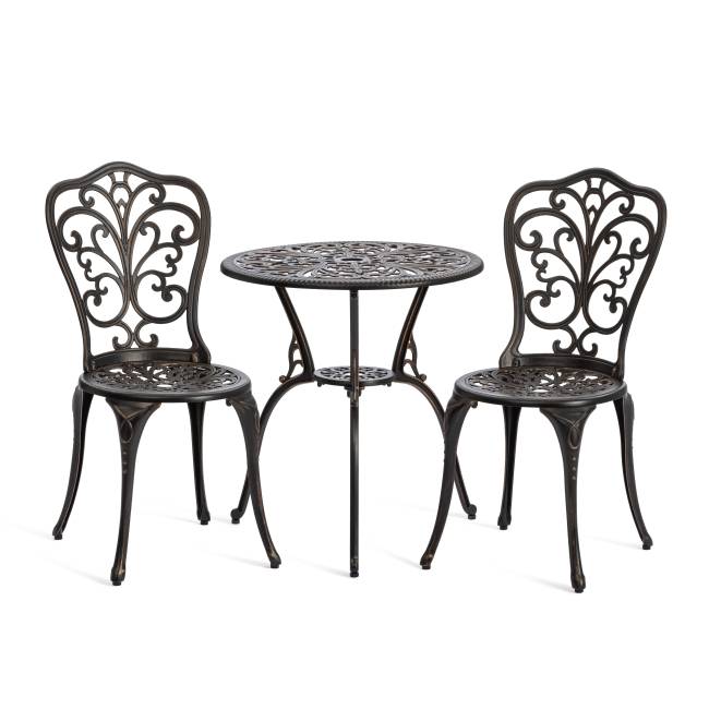 Комплект Secret de Maison Романс/Romance (стол+2 стула) алюминиевый сплав, D60/H67, 53х41х89см, бронзовый бронза/bronze алюминиевый сплав