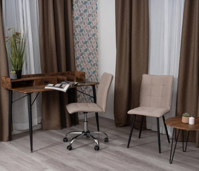 Комплект кресло+стул Бари/Bari LT, велюр, бежевый/черный, 7 бежевый/черный флок