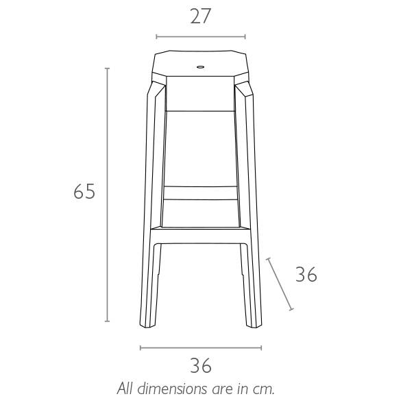 Табурет прозрачный полубарный Fox 65 прозрачный 360х360х650 мм