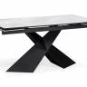 Стол стеклянный Хасселвуд 160(220)х90х77 белый мрамор / черный