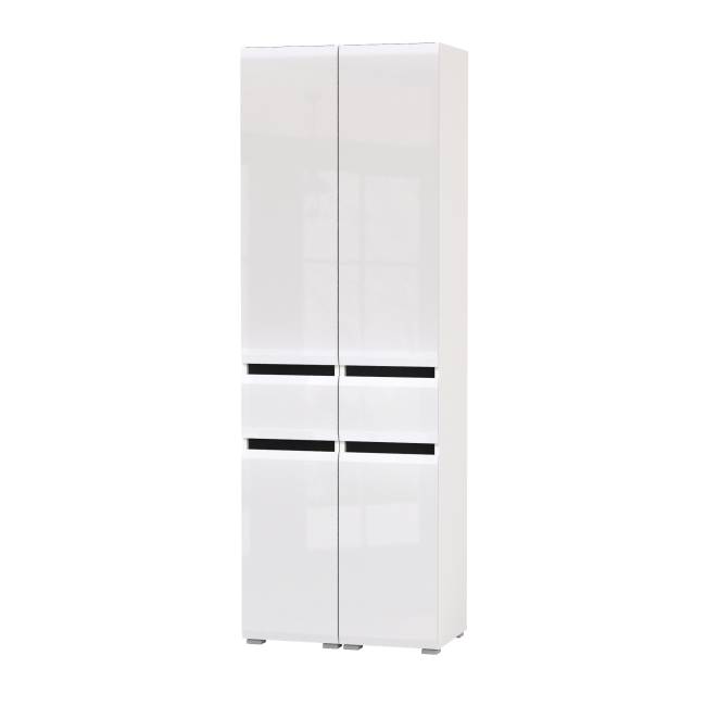 Два шкафа-пенала с выдвижным ящиком Сидней цвет белый/чёрный/МДФ белый глянец