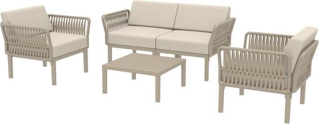 Комплект пластиковой мебели Portofino Lounge бежевый, бежевый Комплект пластиковой мебели Portofino Lounge бежевый, бежевый