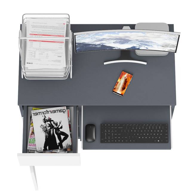 Стол компьютерный Мори МС-1 левый цвет графит/белый