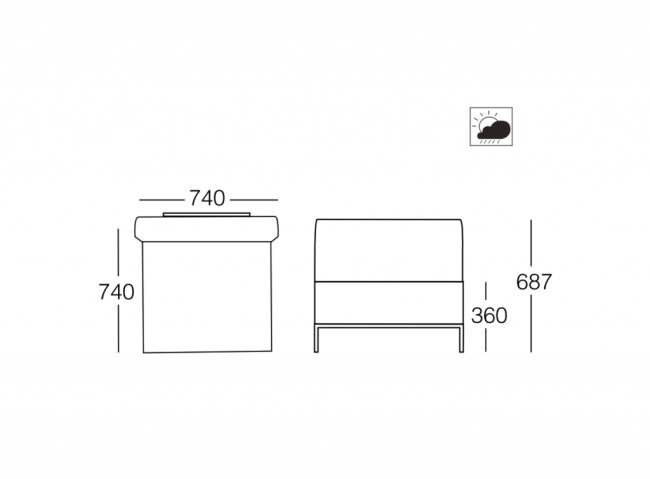 Диван модульный Slim Stripe венге, светло-серый 2960х740х687 мм