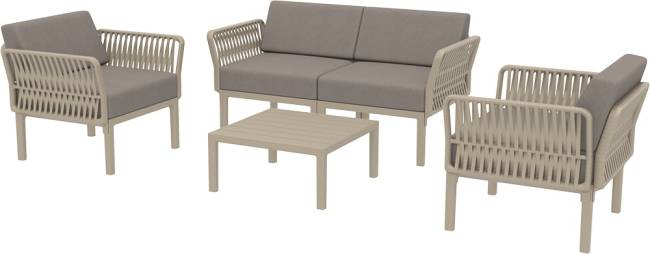 Комплект пластиковой мебели Portofino Lounge бежевый, светло-коричневый