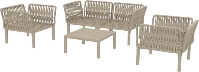 Комплект пластиковой мебели Portofino Lounge бежевый, светло-коричневый