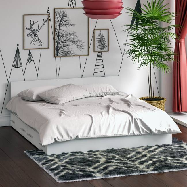 Кровать белая с ящиками Стандарт 1800 цвет белый