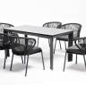 "Венето" обеденная группа на 6 персон со стульями "Милан", каркас темно-серый, роуп темно-серый