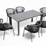 "Венето" обеденная группа на 6 персон со стульями "Милан", каркас темно-серый, роуп темно-серый