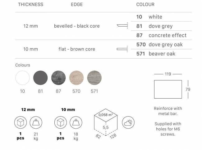 Столешница прямоугольная для подстолья Tiffany состаренный дуб тортора 1200х800х10 мм