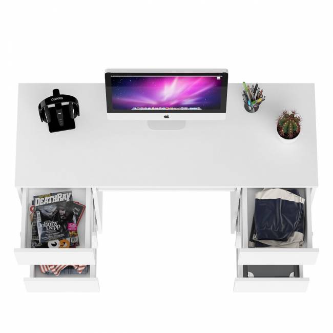 Компьютерный стол с двумя тумбами Мори МС-2 цвет белый