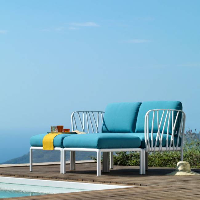 Лаунж-диван двухместный Komodo белый, синий 1490х1480х900 мм