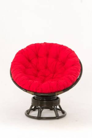 Кресло-качалка "PAPASAN" темный коньяк с механизмом красная подушка Кресло-качалка "PAPASAN" темный коньяк с механизмом красная подушка