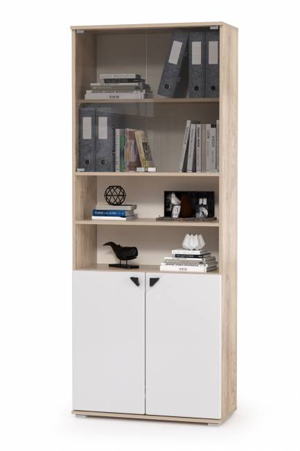 Набор стеллажей Бостон № 48 цвет дуб эндгрейн элегантный/фасады МДФ милк рикамо софт