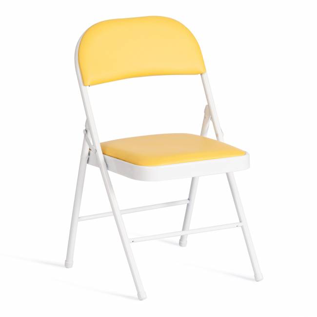 Стул складной Фолдер/Folder (мод.3022G)/1 шт. в упаковке каркас: металл, сиденье/спинка: экокожа, 46.5х47.5х79см, желтый/белый желтый, белый каркас: металл, сиденье/спинка: экокожа