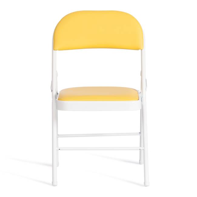 Стул складной Фолдер/Folder (мод.3022G)/1 шт. в упаковке каркас: металл, сиденье/спинка: экокожа, 46.5х47.5х79см, желтый/белый желтый, белый каркас: металл, сиденье/спинка: экокожа