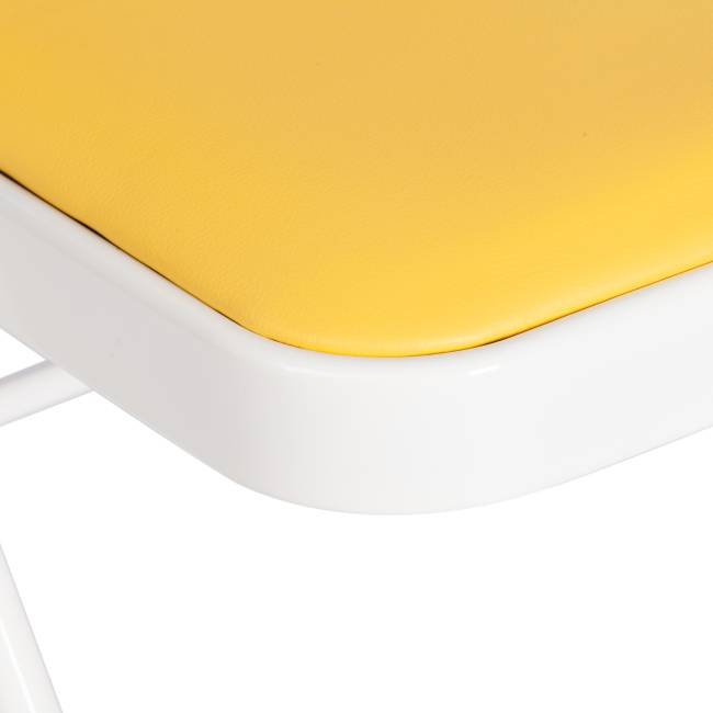 Стул складной Фолдер/Folder (мод.3022G)/1 шт. в упаковке каркас: металл, сиденье/спинка: экокожа, 46.5х47.5х79см, желтый/белый желтый, белый каркас: металл, сиденье/спинка: экокожа