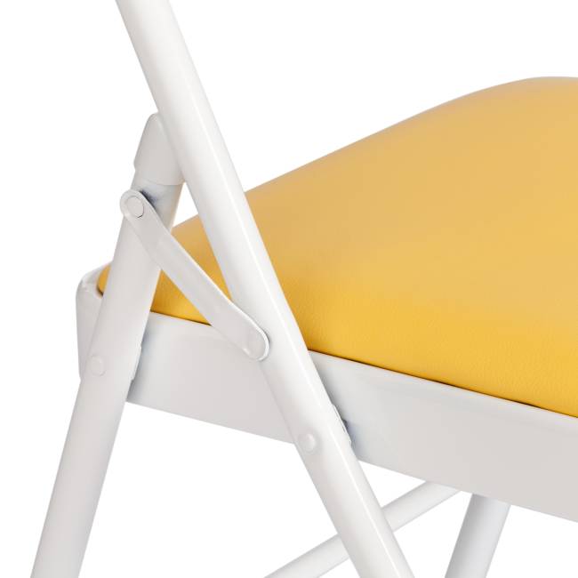 Стул складной Фолдер/Folder (мод.3022G)/1 шт. в упаковке каркас: металл, сиденье/спинка: экокожа, 46.5х47.5х79см, желтый/белый желтый, белый каркас: металл, сиденье/спинка: экокожа