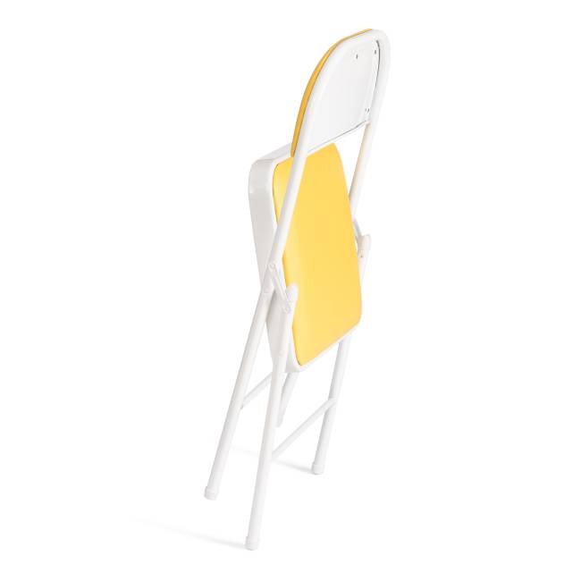 Стул складной Фолдер/Folder (мод.3022G)/1 шт. в упаковке каркас: металл, сиденье/спинка: экокожа, 46.5х47.5х79см, желтый/белый желтый, белый каркас: металл, сиденье/спинка: экокожа
