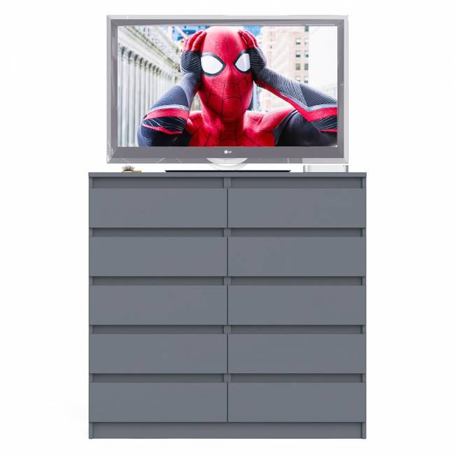 Комод высокий на десять выдвижных ящиков Мори МК1200.10 цвет графит Комод высокий на десять выдвижных ящиков Мори МК1200.10 цвет графит