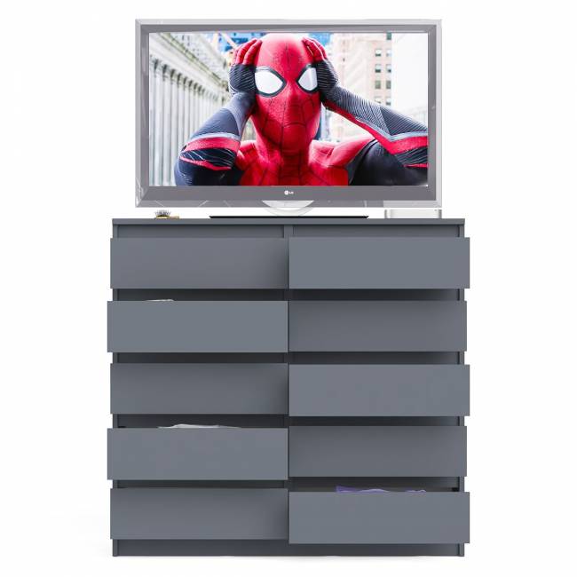 Комод высокий на десять выдвижных ящиков Мори МК1200.10 цвет графит Комод высокий на десять выдвижных ящиков Мори МК1200.10 цвет графит