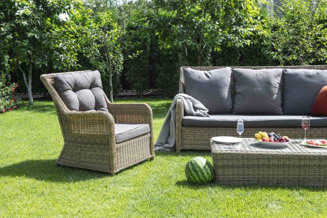 "Гляссе" лаунж-зона из искусственного ротанга, цвет соломенный