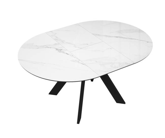 Стол DikLine SFC100 d1000 стекло Оптивайт Белый мрамор/подстолье черное