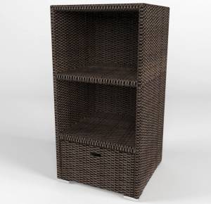 Стеллаж  малый "Малага", из искусственного ротанга, 3 секции 1 ящик коричневый, черный