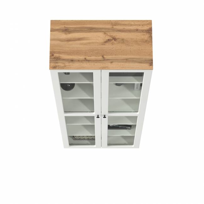 Шкаф-витрина 2-х дверный Остин 16.394.02 цвет белый шагрень/дуб крафт золотой Шкаф-витрина 2-х дверный Остин 16.394.02 цвет белый шагрень/дуб крафт золотой