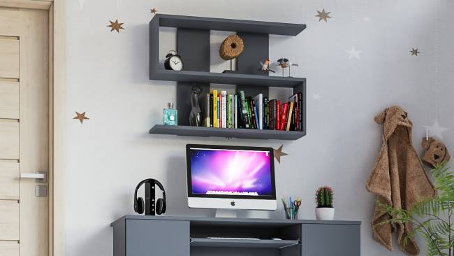 Полка навесная Мори 900 цвет графит