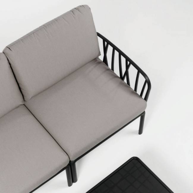 Диван пластиковый с подушками Komodo 3 антрацит, серый 2190х780х900 мм