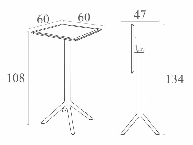 Стол пластиковый барный складной Sky Folding Bar Table 60 бежевый 600х600х1080 мм