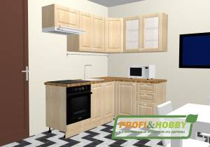 Кухня 2 х 1.4 х 2.14 м, массив сосны, без покраски