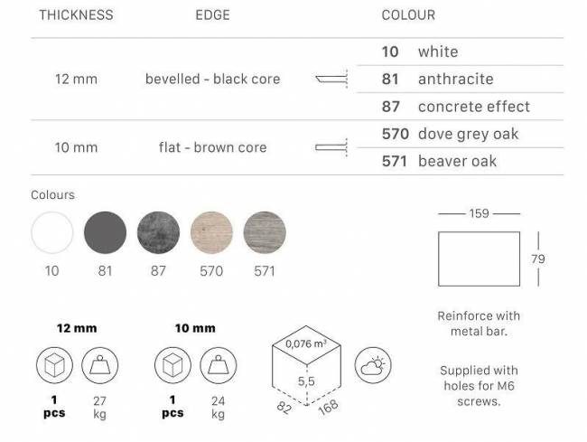 Столешница прямоугольная для подстолья Tiffany состаренный дуб тортора 1600х800х10 мм