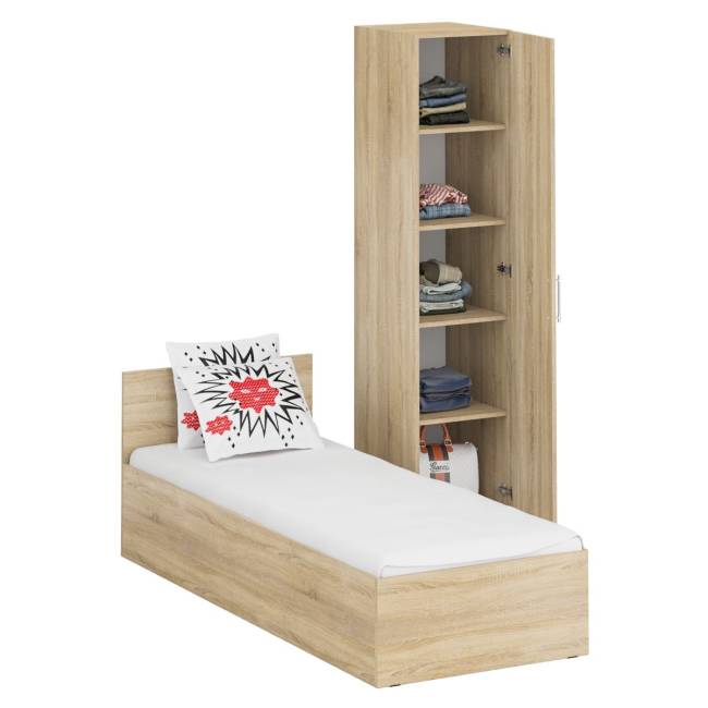 Кровать односпальная 800 с пеналом Стандарт цвет дуб сонома