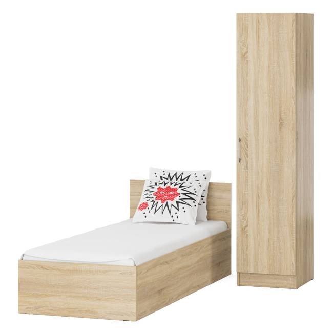 Кровать односпальная 800 с пеналом Стандарт цвет дуб сонома