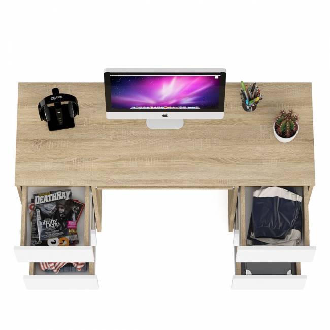 Компьютерный стол с двумя тумбами Мори МС-2 цвет дуб сонома/белый